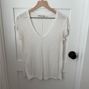 Michael Stars White V-Neck Short Sleeve Tee